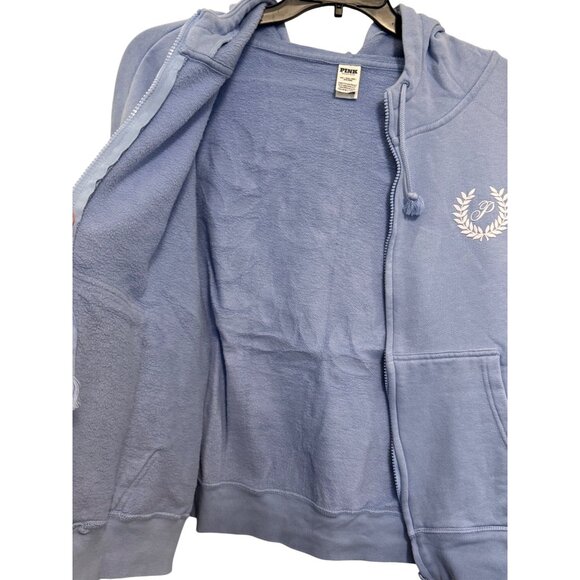 Victorias Secret Pink Womens Full-Zip Hoodie XX-Large Light Blue Laurel Logo - Picture 6 of 9
